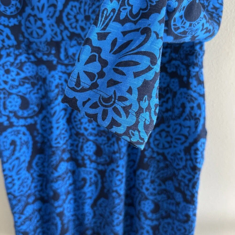 Boden Florrie Cotton Jersey Knit Long Sleeve Dress, Blue Print, 14 - Picture 8 of 8